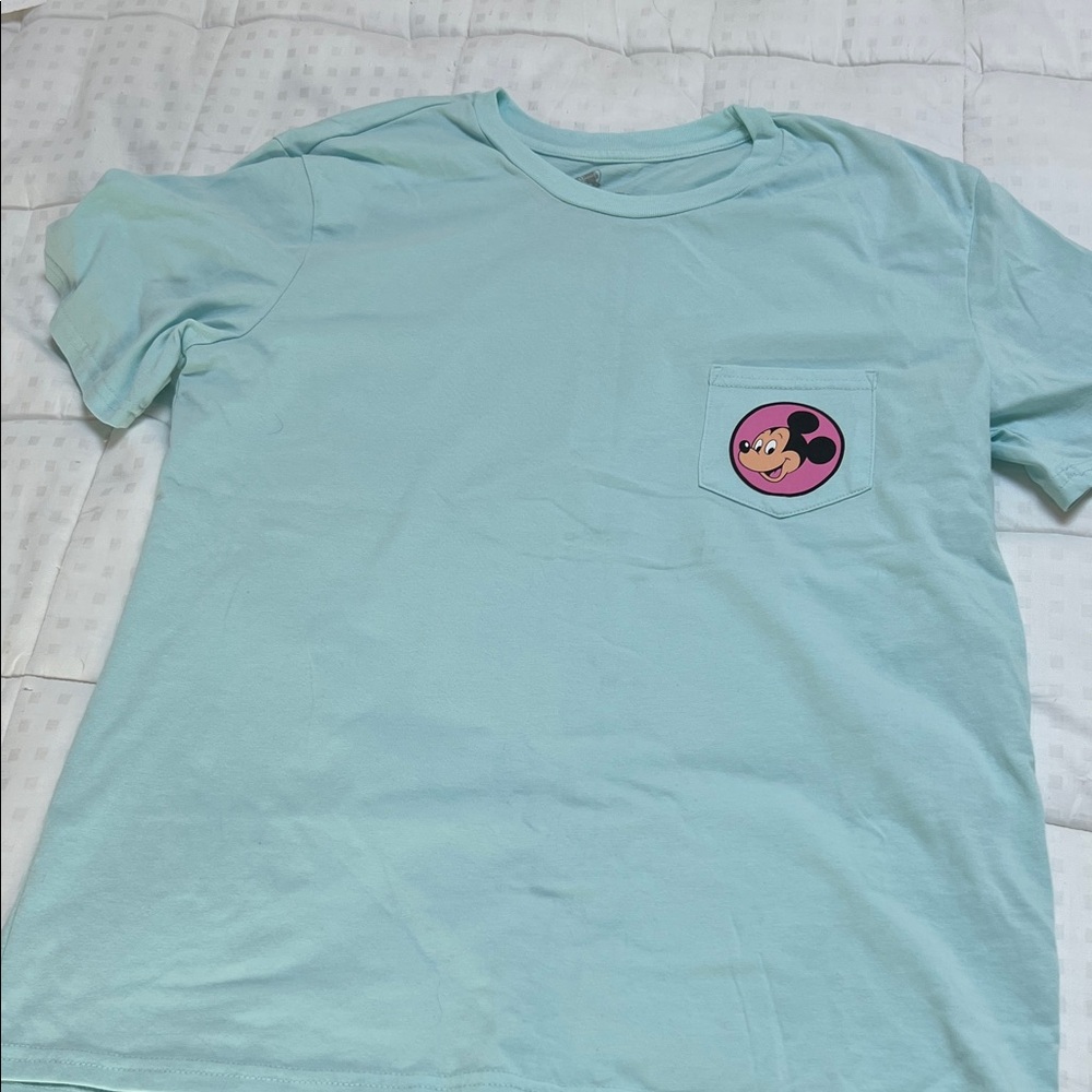 Disney Aqua Tee with Mickey Mouse Pocket